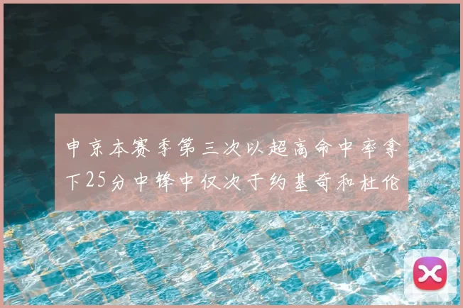 申京本赛季第三次以超高命中率拿下25分中锋中仅次于约基奇和杜伦