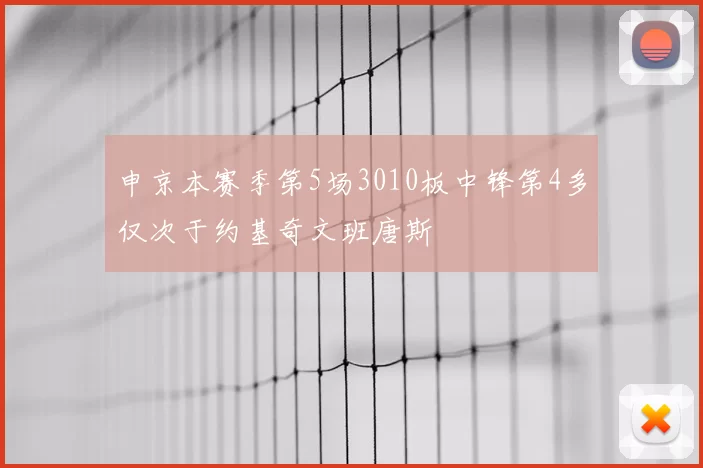 申京本赛季第5场3010板中锋第4多仅次于约基奇文班唐斯
